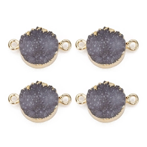5er-Set runde Druzy-Verbinder mit vergoldetem Rand für Halsketten und Armbänder-Basteln