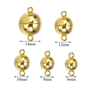 Polished golden spherical magnetic jewelry clasps in 6mm to 14mm sizes for DIY necklaces