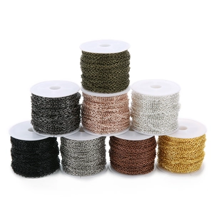 Eight rolls of colorful plated flattened cross chains for DIY handmade jewelry making