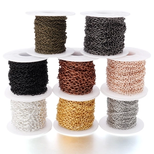 Detailed set of 2mm flat O-chain metal rolls in multiple colors for DIY jewelry making