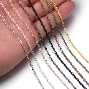 Flat iron cross link chain for DIY jewelry making in seven electroplated metallic colors