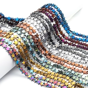 Star shaped hematite loose beads in gold silver blue and purple for DIY jewelry making