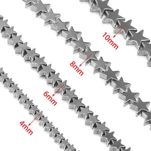 Star-shaped hematite loose beads in 4mm to 10mm sizes for DIY jewelry making