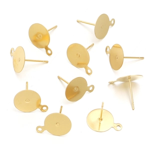 Pendientes de acero inoxidable dorado con lazo para creación de joyas DIY