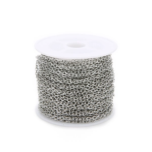 Roll of 2mm silver flat round O-chain for DIY jewelry making necklaces and bracelets