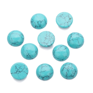 Flatback turquoise cabochon stones with black matrix pattern for DIY jewelry making