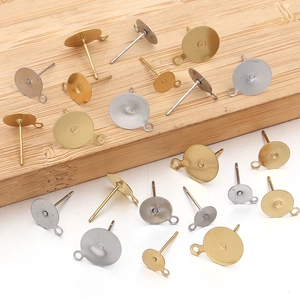 Pendientes de base plana con aro en oro y plata para creación de joyería artesanal