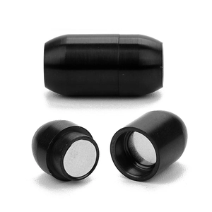 Zwei schwarze matte Edelstahl-Magnetverschlüsse für DIY-Lederarmbänder und Schmuck