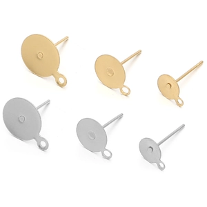 Pendientes de acero inoxidable dorado y plateado con bucle, tres tamaños para joyería DIY