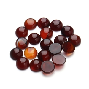 Polished red agate cabochon stone for DIY jewelry making with smooth domed surface
