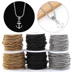 Chaîne de Boîte en Acier Inoxydable 304 Collier DIY Fabrication de Bijoux Chaîne à Maillons Non Finie Électroplaqué Or Acier Noir