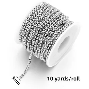 10 Yards de chaîne box en acier inoxydable argenté 3mm pour création de bijoux DIY