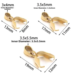 Bélières en acier inoxydable doré poli en trois tailles pour la création de bijoux DIY
