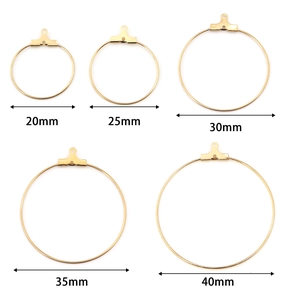 Gold plated stainless steel hoop earring components in sizes 20mm to 40mm for DIY jewelry