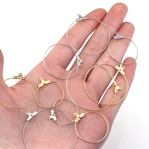 Gold and silver stainless steel hoop earring connectors for DIY jewelry making