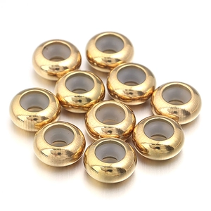 Perles d'espacement en acier inoxydable doré poli avec silicone pour bijoux DIY