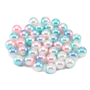 Primer plano de cuentas redondas con degradado y brillo de sirena para joyería artesanal DIY
