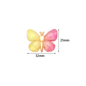 32x25mm colorful acrylic butterfly pendant with yellow pink gradient and lace patterns