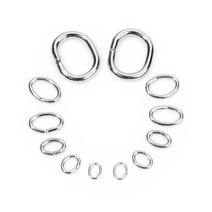 Detailed comparison of various sizes of stainless steel oval jump rings for DIY jewelry making