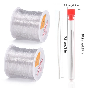 Transparent crystal elastic cord set with 1.0mm string and 7.5cm big eye needle for DIY