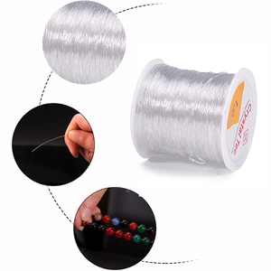 Detail view of 1.0mm transparent elastic jewelry string for DIY handmade bead crafting