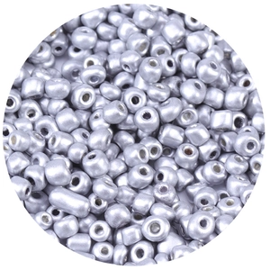 Macro view of silver glass seed beads 2.5-4mm for DIY jewelry making accessories