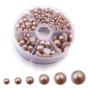 Perles demi-rondes à dos plat avec boîte de rangement pour loisirs créatifs et bijoux