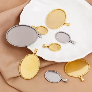 Basi ovali per ciondoli in acciaio inossidabile color oro e argento per gioielli