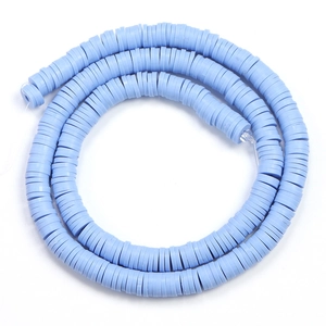 Flache hellblaue Heishi-Perlen aus Polymer-Ton in Spiralform für DIY-Schmuckherstellung