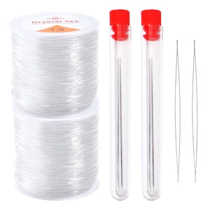 DIY beading tool kit with Crystal Tec elastic thread and stainless steel needles for jewelry