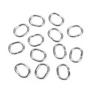 Set of 12 silver stainless steel oval jump rings for DIY handmade jewelry making