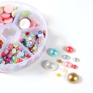Lot de demi-perles en ABS colorées avec boîte de rangement pour création de bijoux DIY