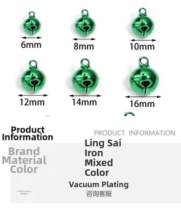 Größenvergleichstabelle für grüne Metallglocken von 6mm bis 16mm für DIY-Bastelarbeiten