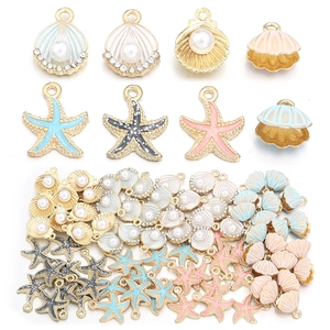 Lot de breloques coquillages et étoiles de mer avec perles pour bijoux DIY