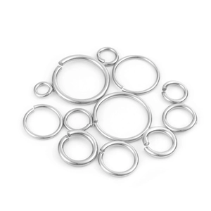 Polished stainless steel open jump rings in various sizes for DIY jewelry making