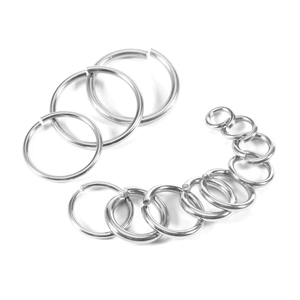 Polished stainless steel jump rings set in various sizes for DIY jewelry making