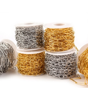 Multiple spools of gold and silver plated stainless steel chains for DIY jewelry making