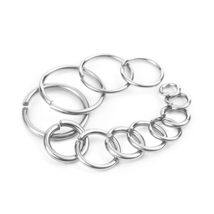 Multiple sizes of polished stainless steel open jump rings for DIY jewelry making