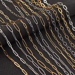 Gold and silver plated stainless steel paperclip and oval link chains for DIY jewelry