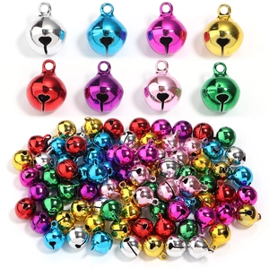 Colorful Iron Christmas Bells Heart Hollow Electroplated Metal Charms For DIY Jewelry Making Pet Collar Pendant Holiday Decor