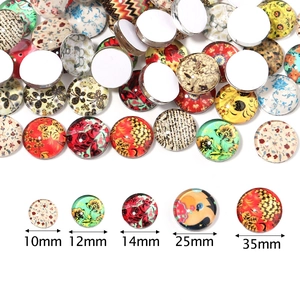 Detailed size comparison of round Tree of Life glass cabochons from 10mm to 35mm