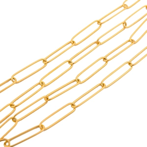 Polished gold plated stainless steel paperclip chain links for DIY jewelry making
