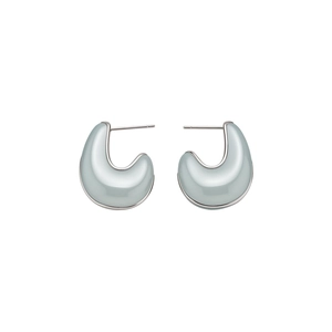 Orecchini a perno geometrici minimalisti in resina e argento, azzurro chiaro