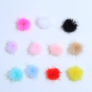 Assorted colorful faux mink fur pom-poms for creative DIY craft and resin accessories