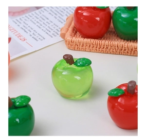 Detailed close-up of colorful resin apple miniatures with glossy finish for DIY crafts