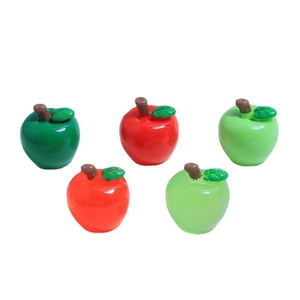 Five colorful resin apple charms for DIY crafts and cream glue accessories in red and green