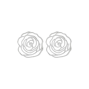 Elegant silver hollow rose flower stud earrings for a minimalist and sophisticated look