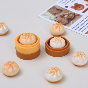 Miniature realistic steamed bun models with tiny resin bamboo steamers for DIY crafts