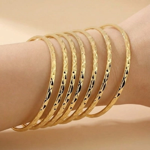 Set di Bracciali Rigidi in Acciaio Inossidabile Trapuntato Diamantato Donna Impilabile Geometrico Multistrato Oro Argento