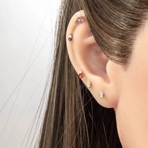Professional G23 titanium push-pin ear cartilage studs with colorful cubic zirconia